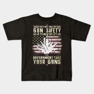 Second Amendment America Gun Rights First Rule Of Gun Safety Kids T-Shirt